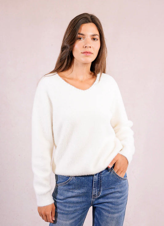 Off White Fluffy Sweater