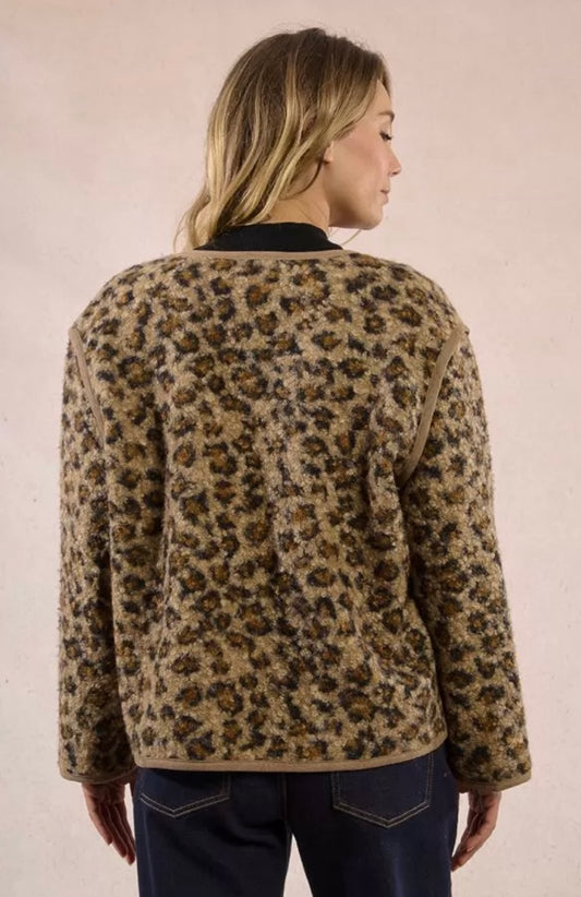 TEXTURED LEOPARD PRINT JACKET