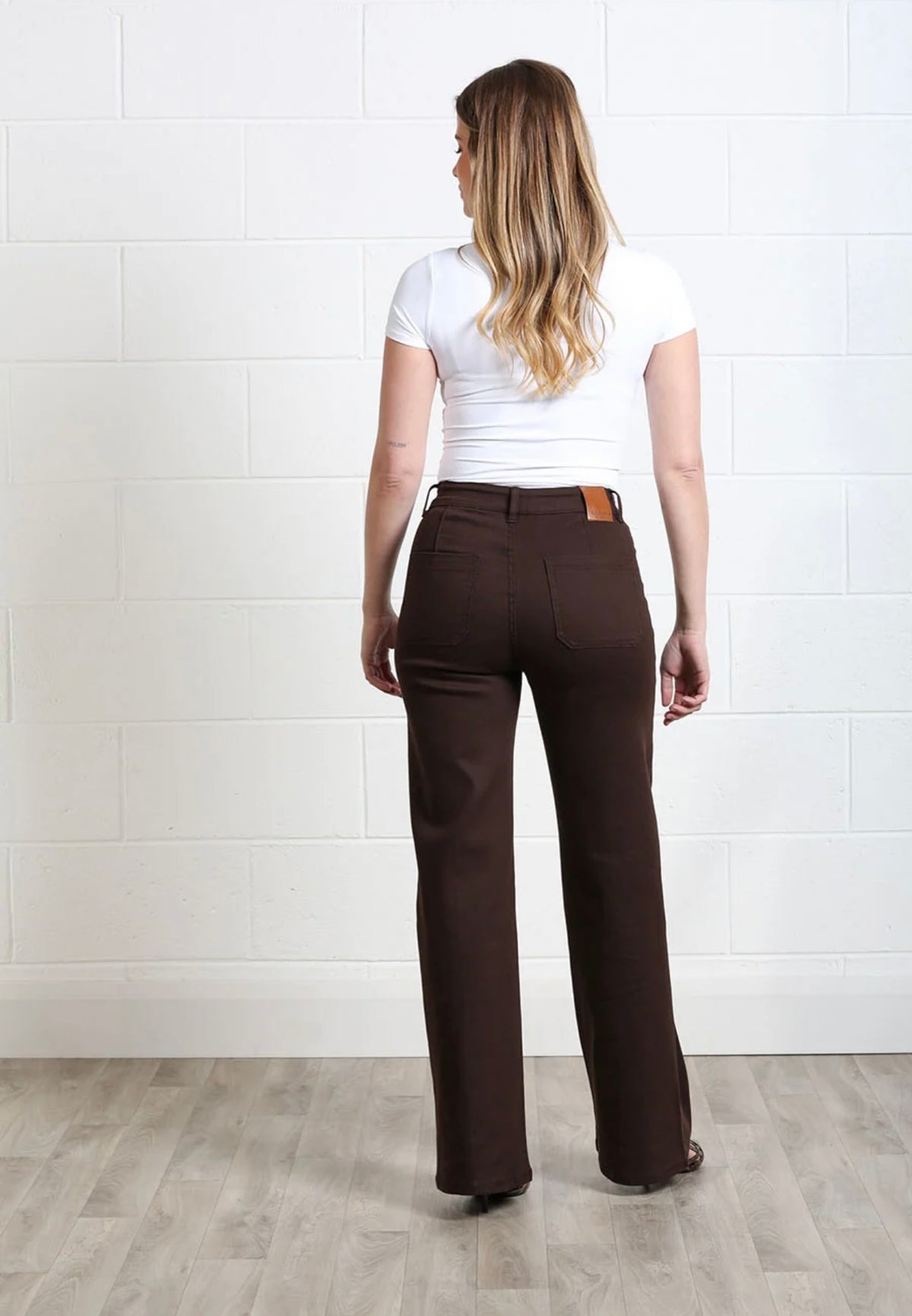 Harriet Pintuck Wide Leg Jean Chocolate