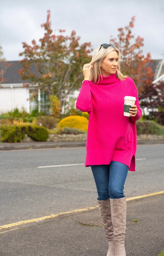 Fuchsia pink longline Jumper