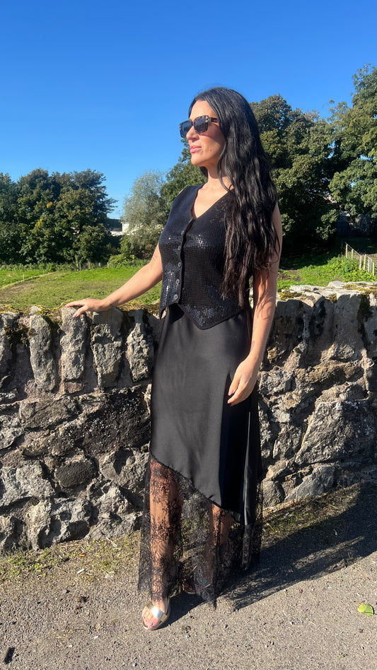 Black Satin skirt