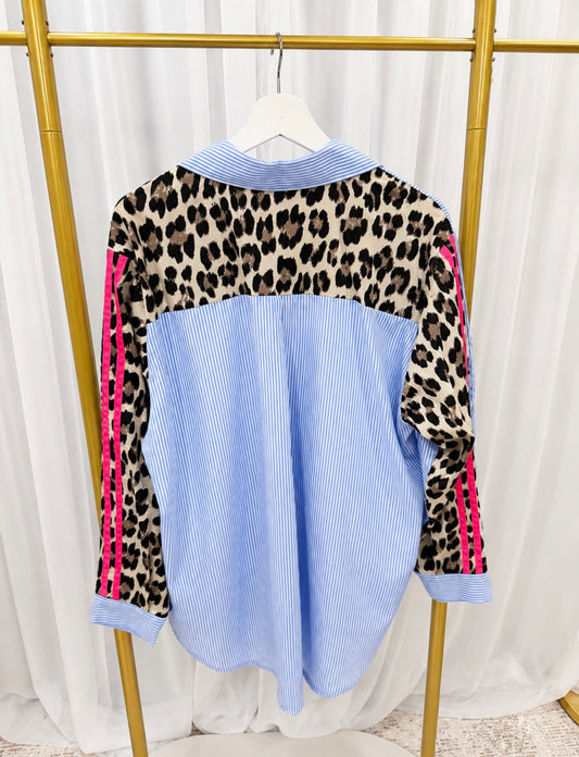 Blue leopard Print Shirt