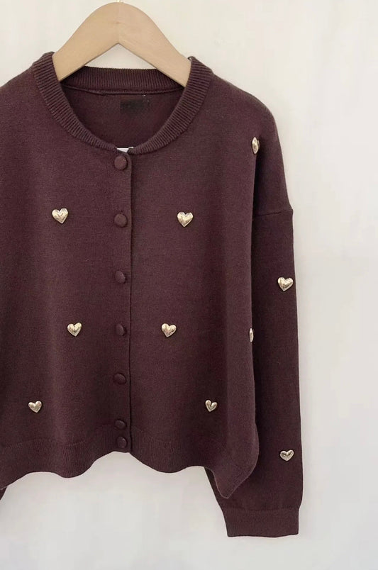 Brown heart Cardigan