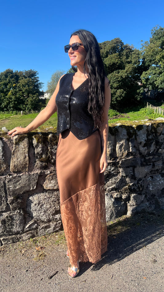 Brown Satin Skirt