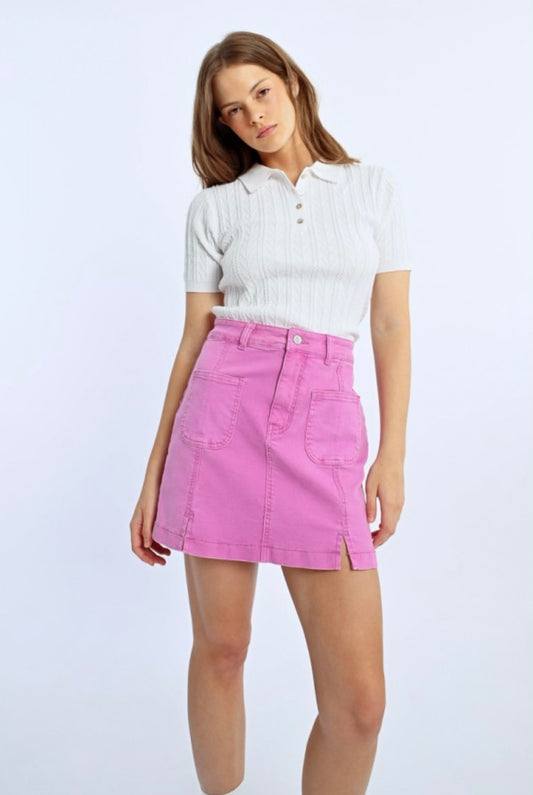 Mauve Mini Denim Skirt