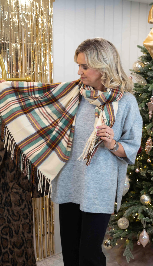 Cream tartan Scarf