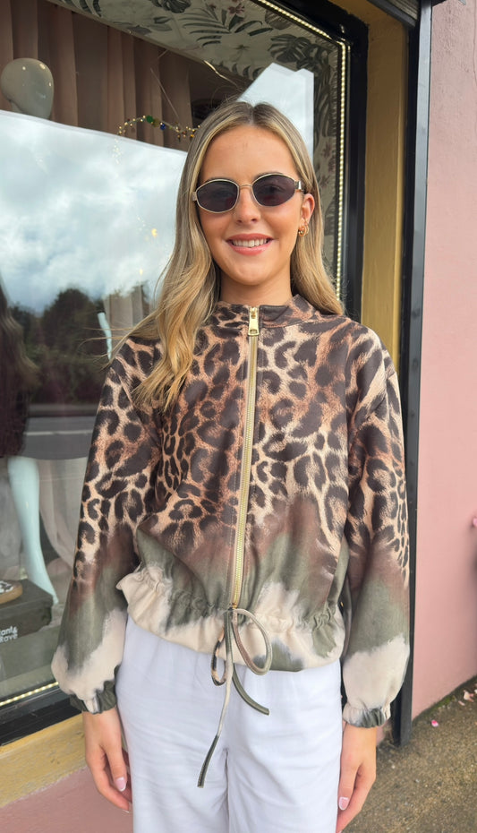 Khaki Leopard Print Jacket