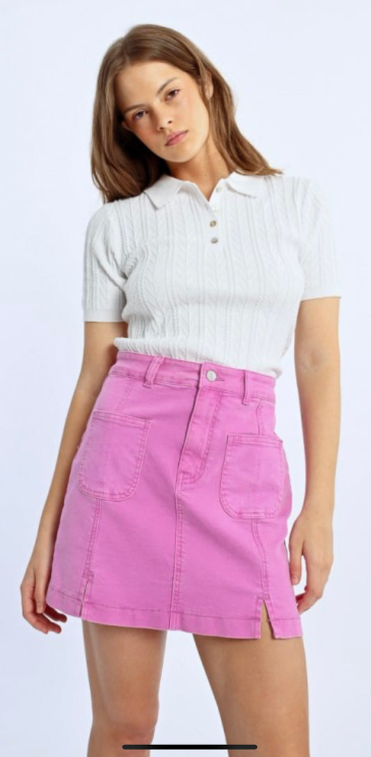 Mauve Mini Denim Skirt