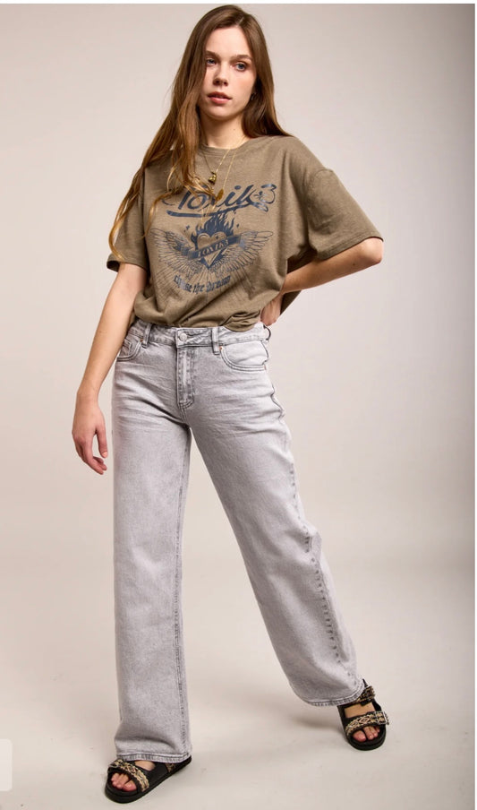 Grey wide leg jeans