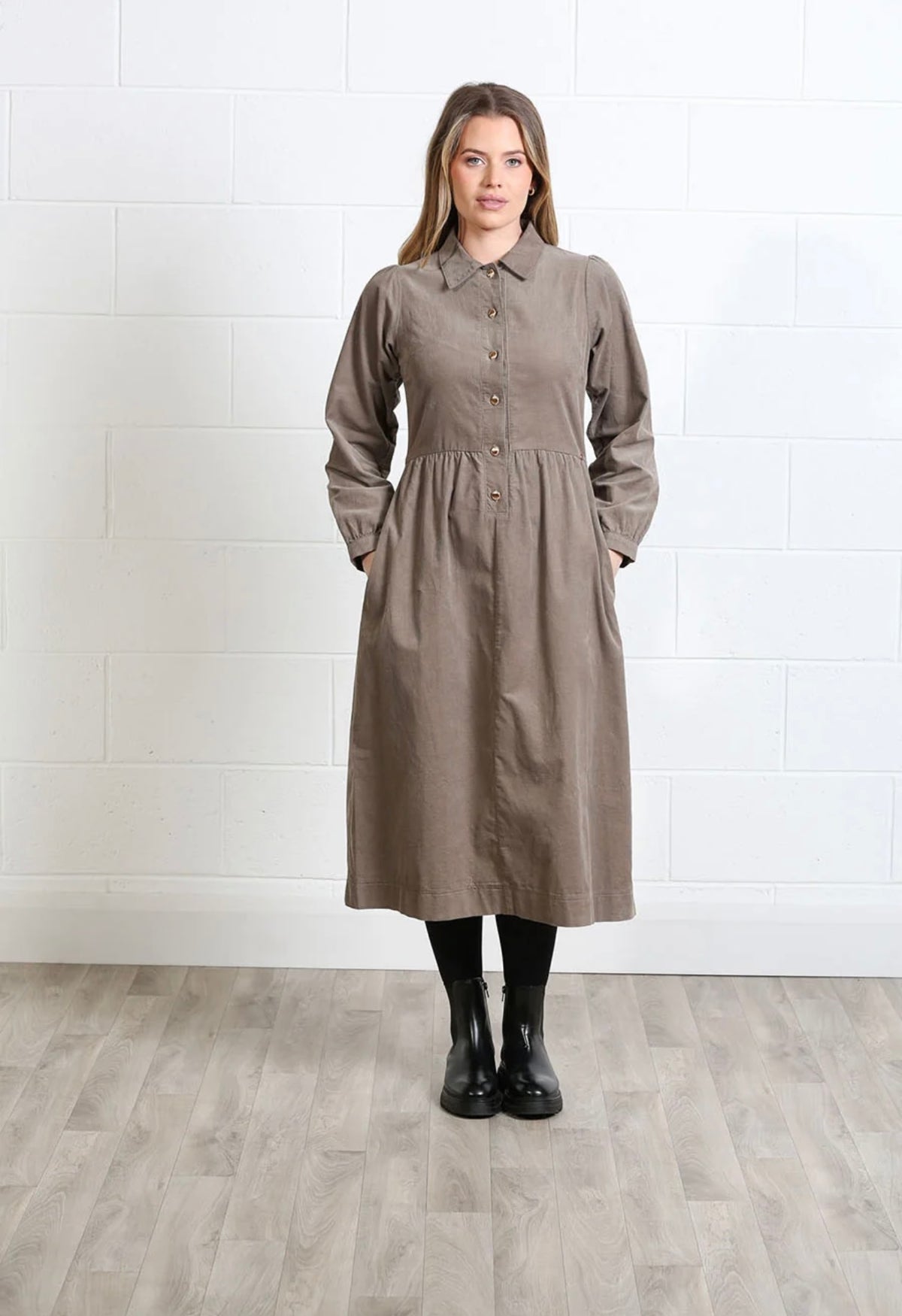 Hazel Shirt Dress Biscuit