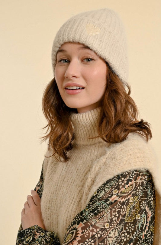 Sequin heart hat