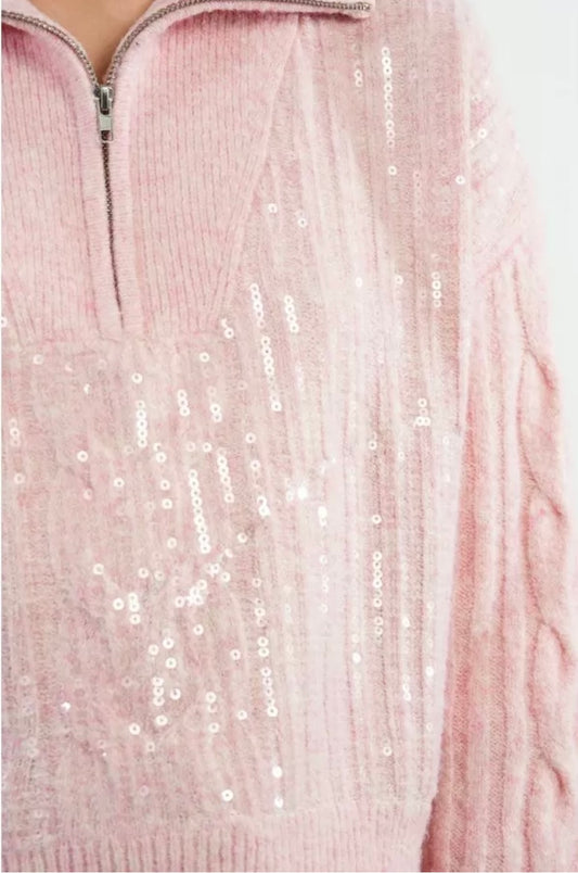 PINK SEQUIN SWEATER