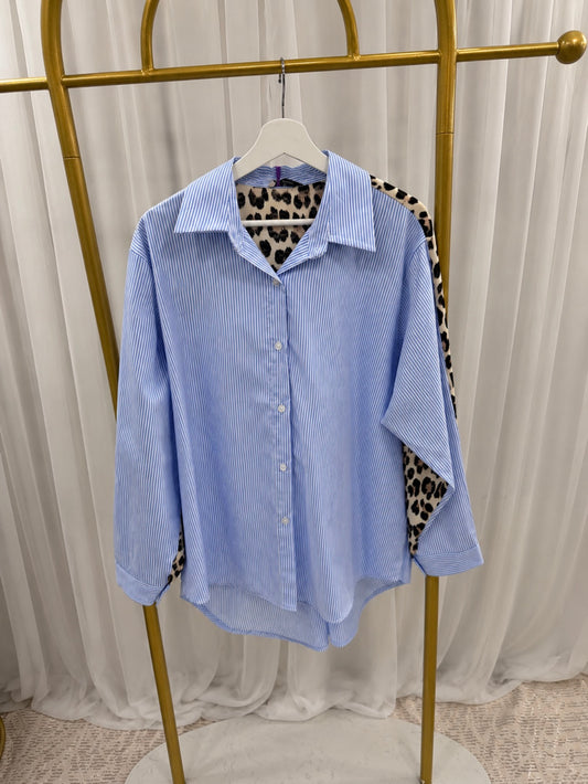 Blue leopard Print Shirt