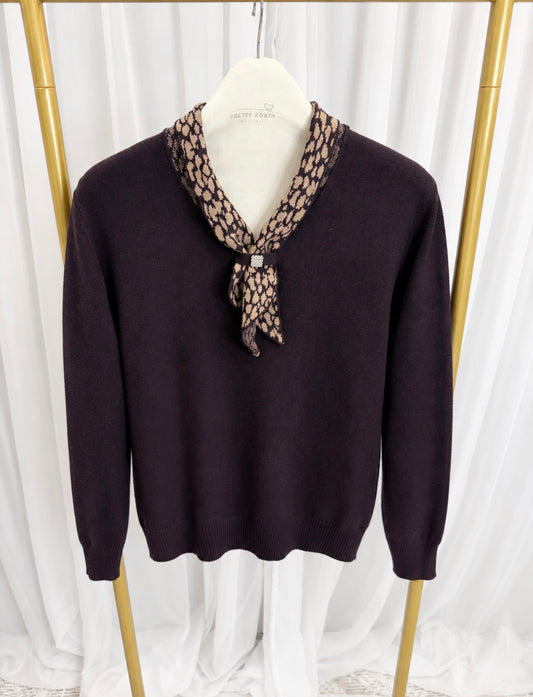 Brown Scarf Jumper