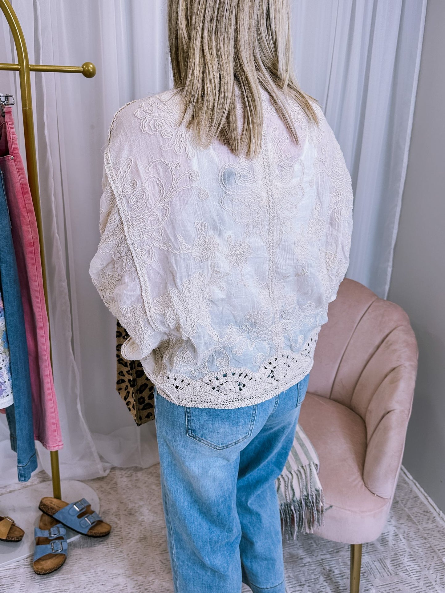 Cream Crochet Cardigan