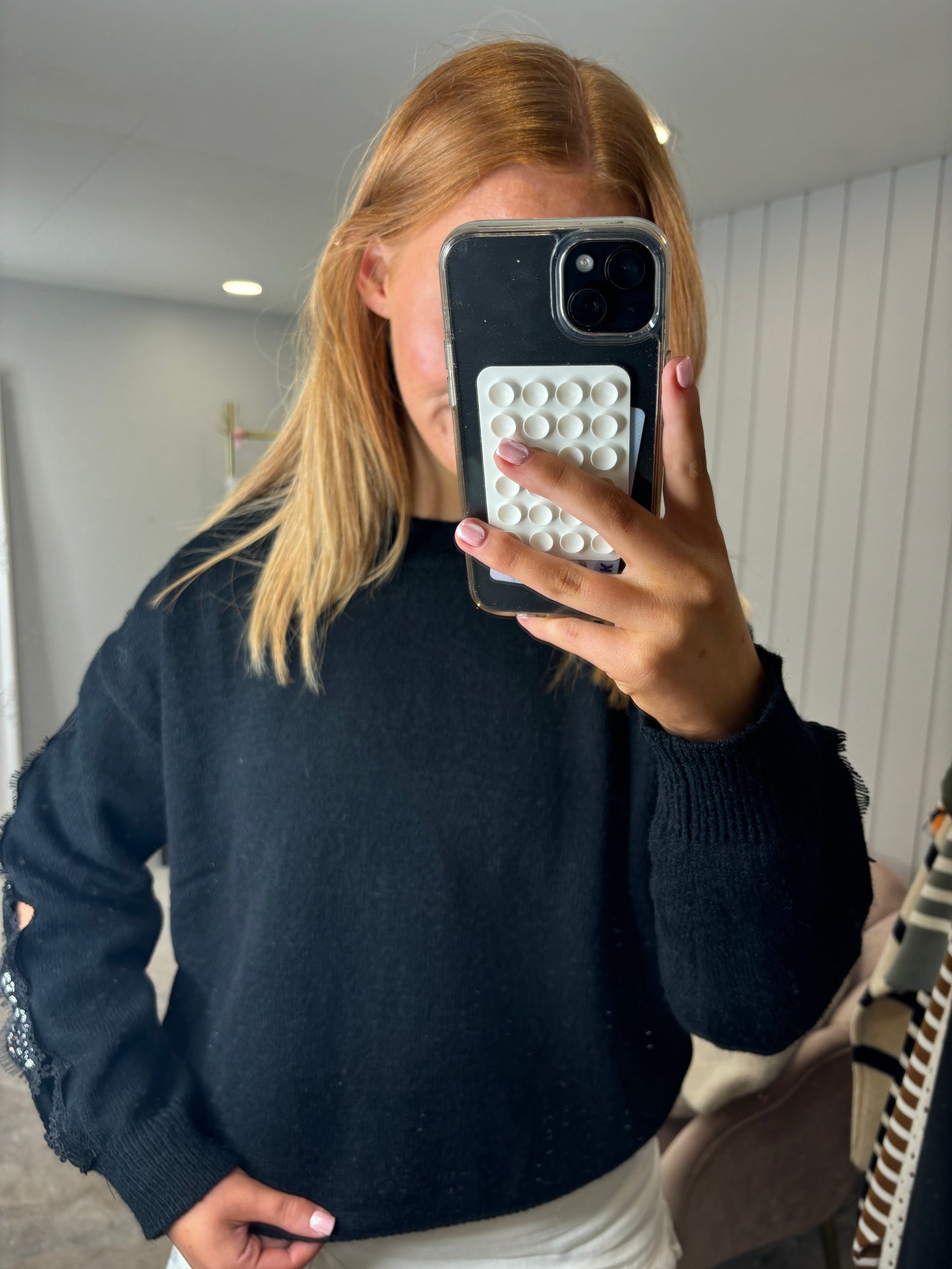 Black jumper (cut out shoulder)