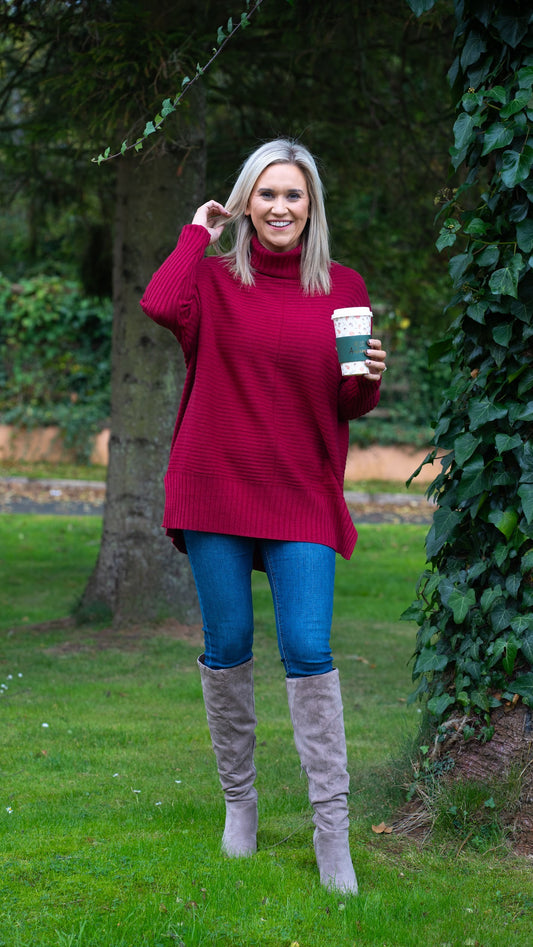 Burgundy longline Jumper