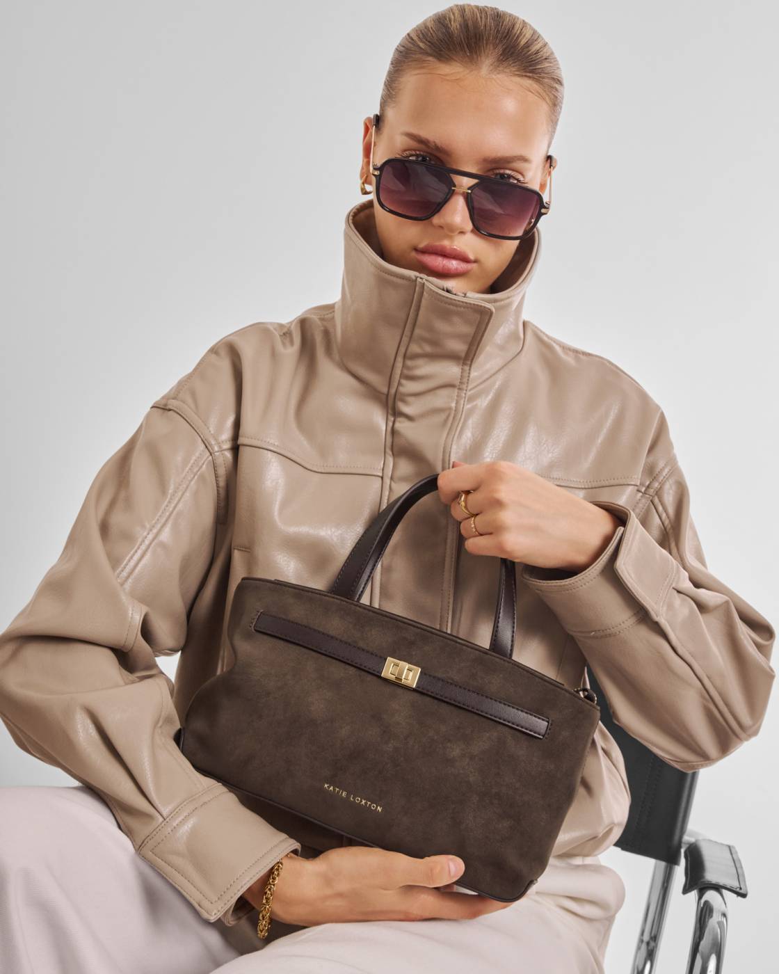 Orin Top Handle Suedette Crossbody Bag