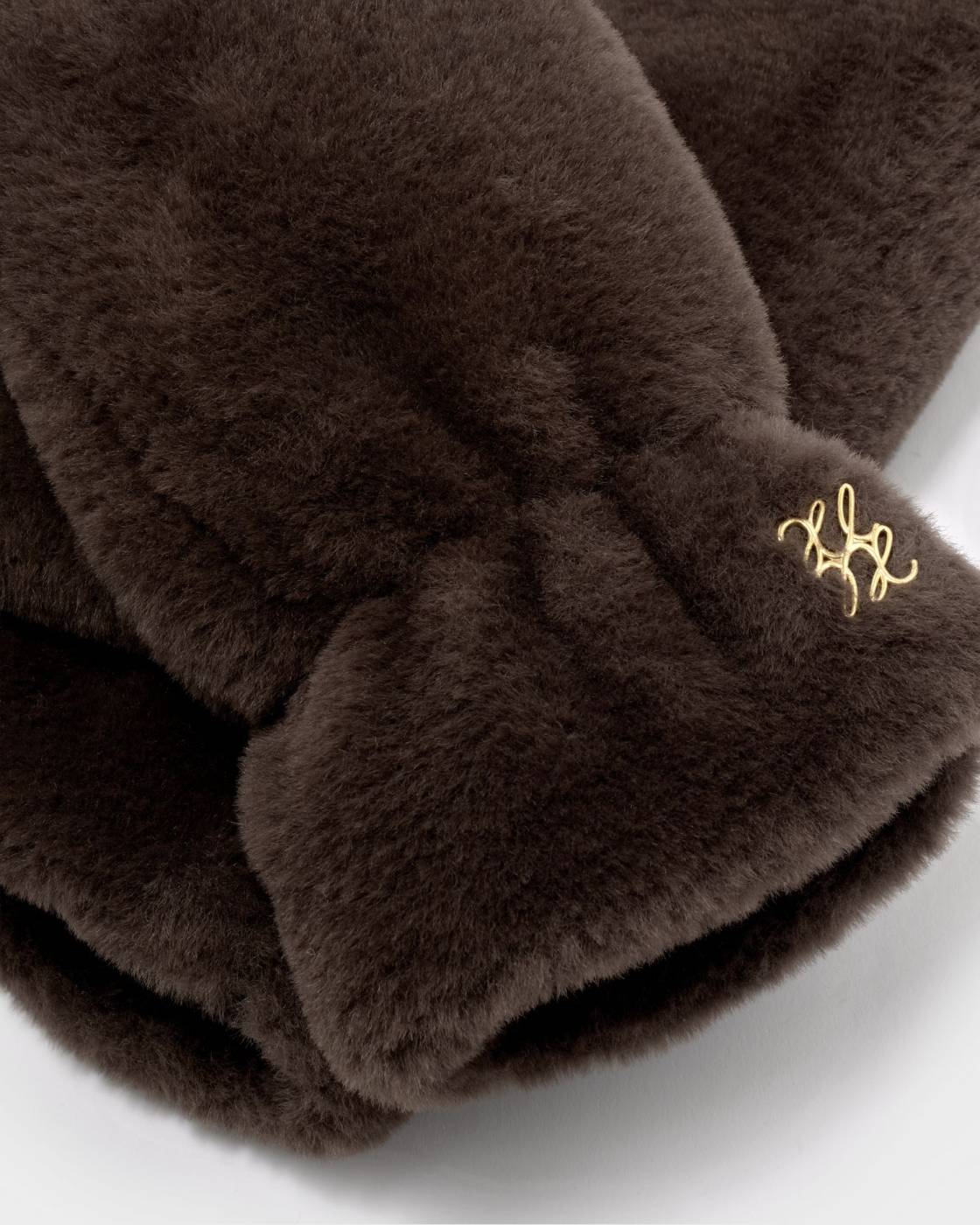 Faux Fur Mittens with Cord