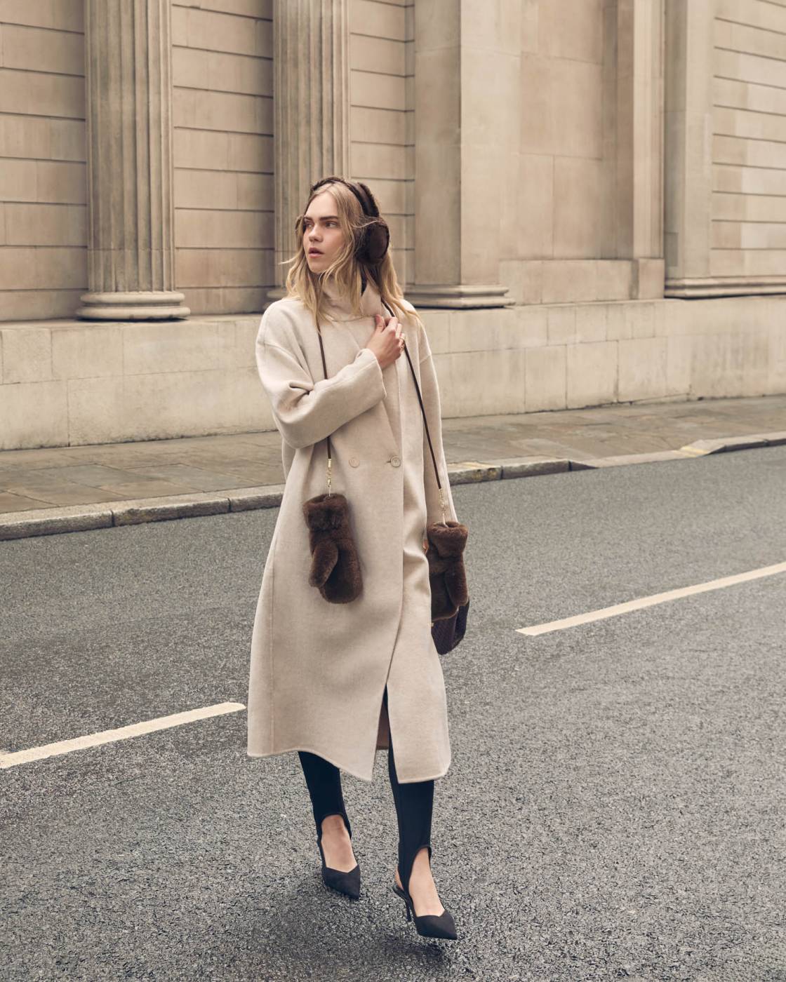 Faux Fur Mittens with Cord