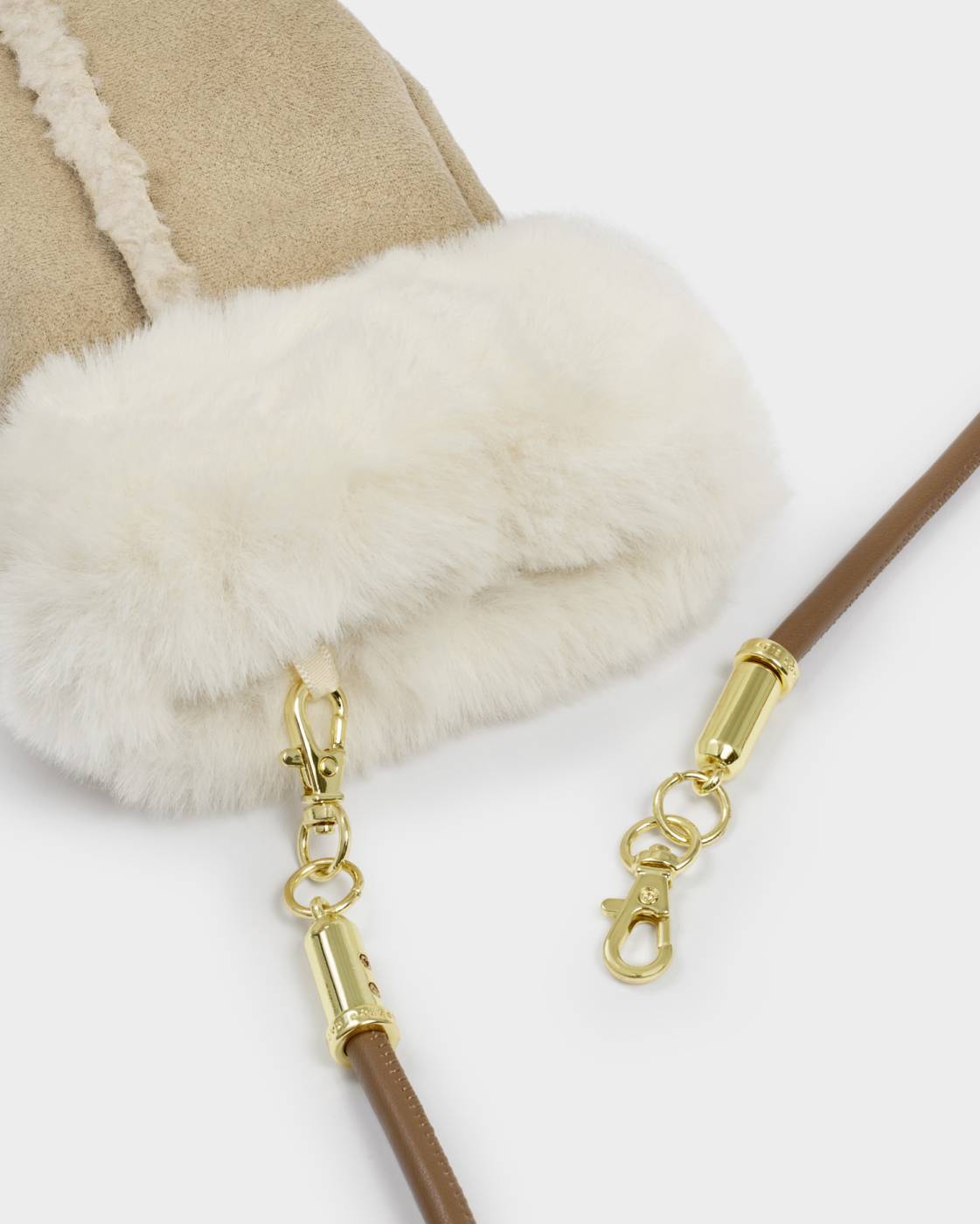 Faux Suede Mittens with Cord