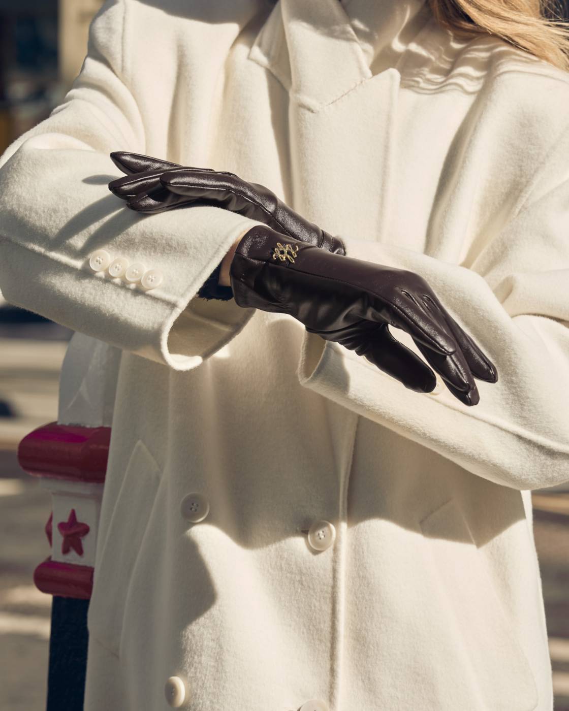 Boxed Faux Leather Gloves