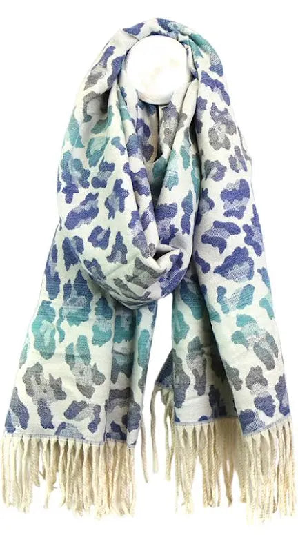 Leopard print scarf blue