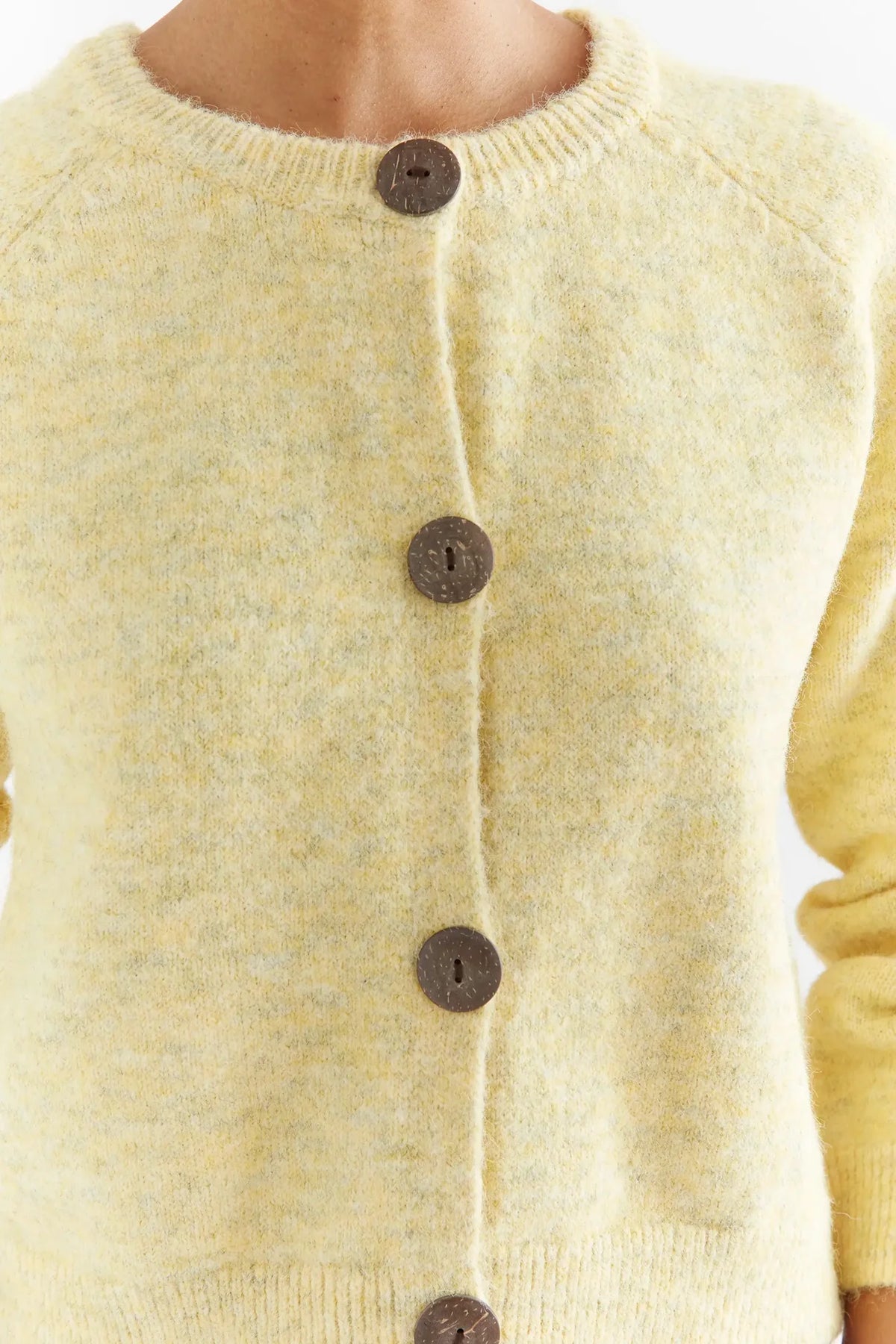 Yellow wool blend knit cardigan