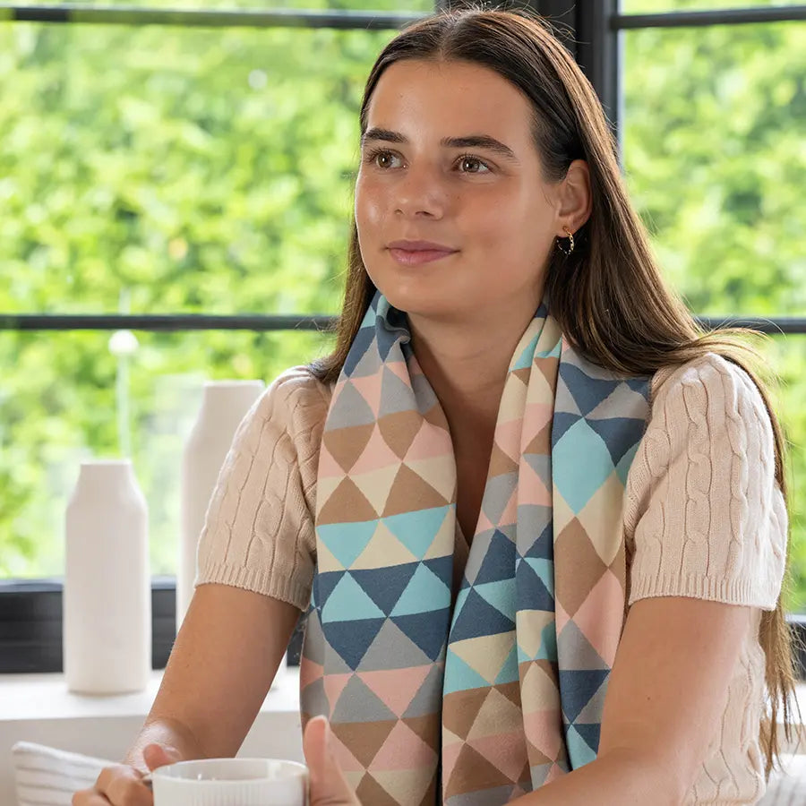 Blue Triangle print scarf
