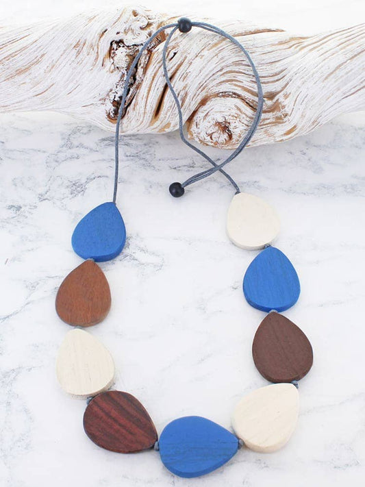 WOODEN TEARDROP NECKLACE