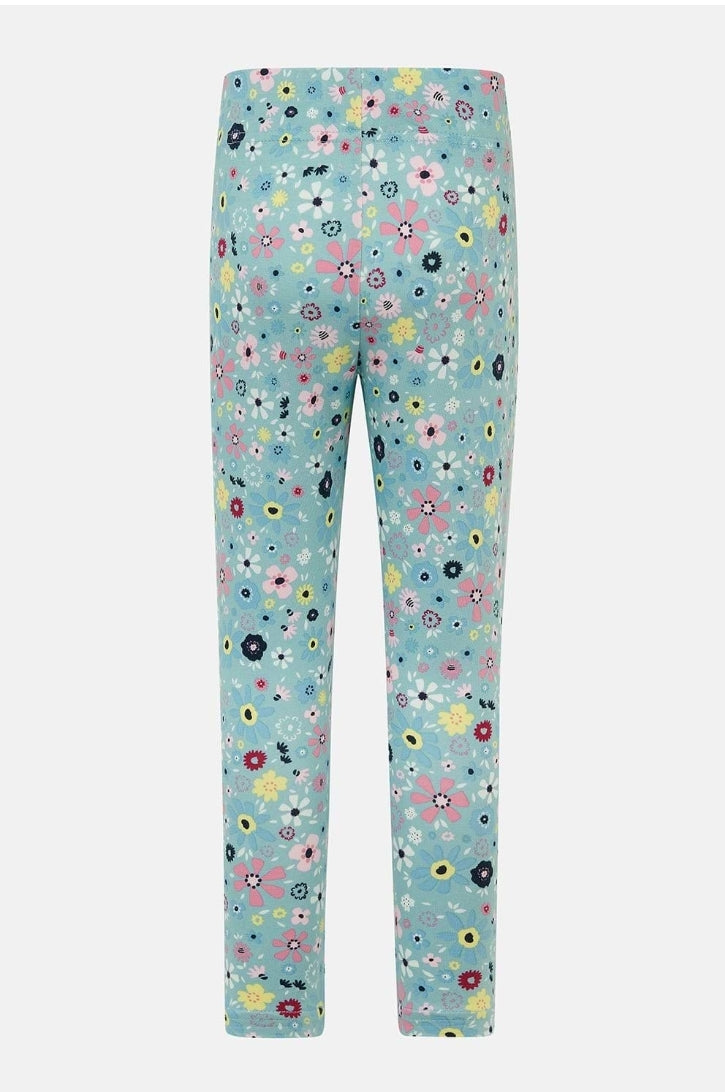 Mollie Leggings-Pastel Teal Floral