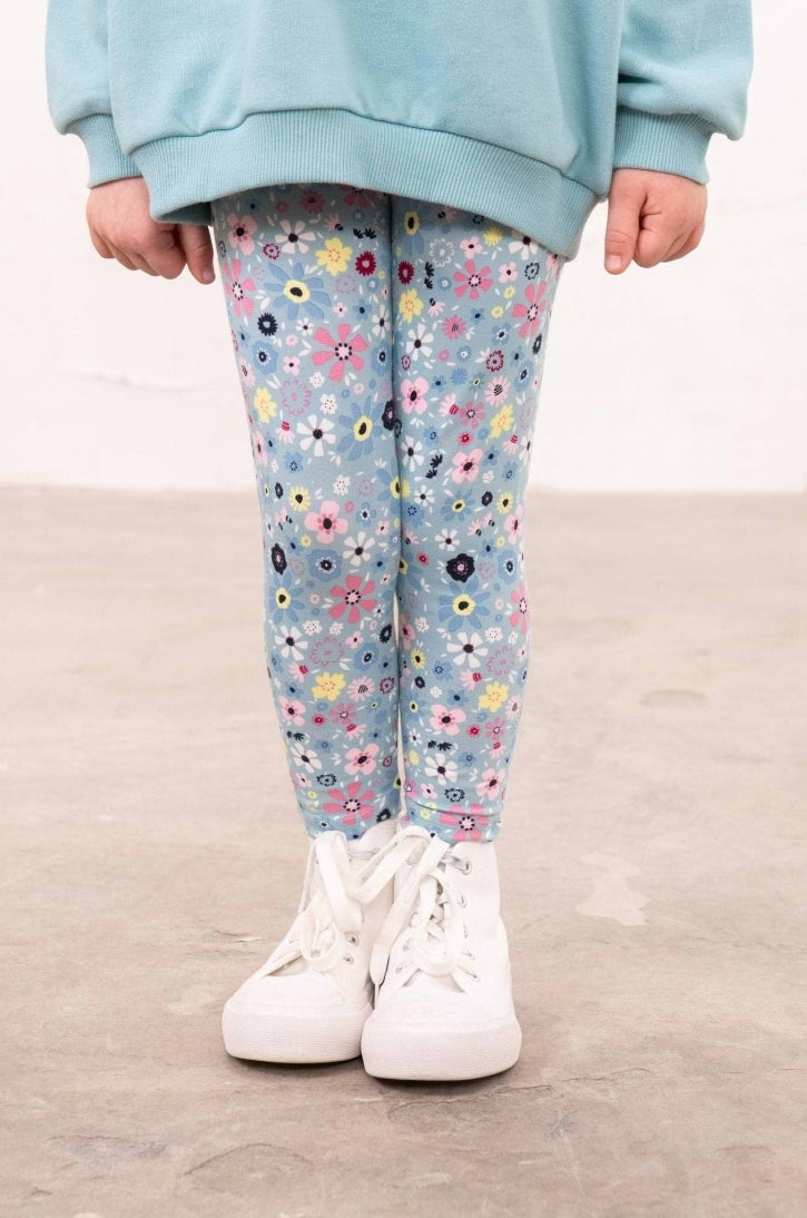 Mollie Leggings-Pastel Teal Floral